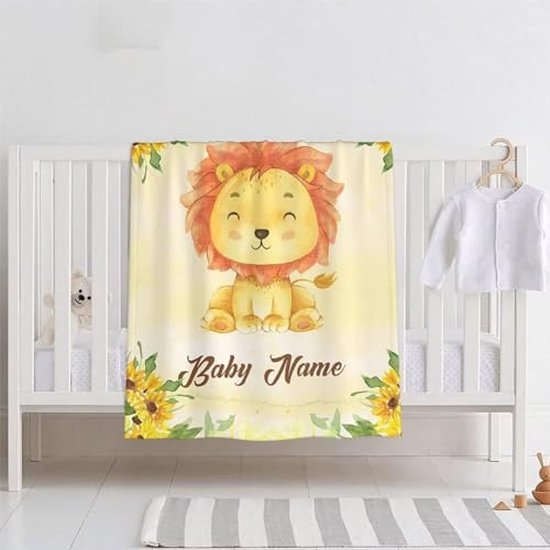 UOOYAA Babydecke Kuscheldecke Krabbeldecke Premium Babybettwäsche Flanell Decke mit Namen und Datum, Personalisiertes Geschenke für Kinder von UOOYAA