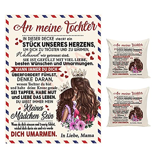 UOOYAA Kuscheldecke An Meine Tochter,Mutter Tochter Decke Personalisierte Geschenke + 2 Kissenbezug,Positive Ermutigung und Liebe Tochter Flanelldecke von UOOYAA