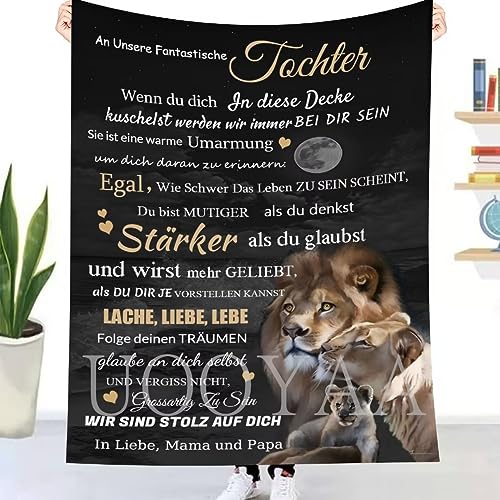 UOOYAA Kuscheldecke An unsere Tochter von Papa und Mama,Personalisierte Decke An Meine Tochter Deutsche Nachricht Briefdecke Positiv Ermutigen Wohndecke für Tv-Decken Geschenk von UOOYAA