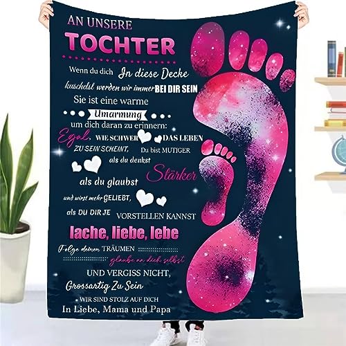 UOOYAA Kuscheldecke Flauschige an unsere Tochter von Eltern, Personalisierte Geschenk Decke an unsere Tochter Kuscheldecke, Super Weiche Flanelldecke Geschenke für Weihnachten Geburtstag Graduierung von UOOYAA