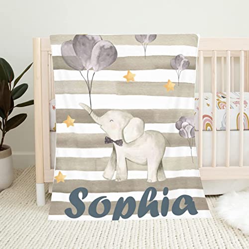 UOOYAA Personalisierte Babydecke Kinderdecke,Babydecke mit Wunschtier, Name, Geburtsdatum,Individuelle Baby Decke Namensdecke für Kinder Babygeschenk Geschenk zur Geburt von UOOYAA