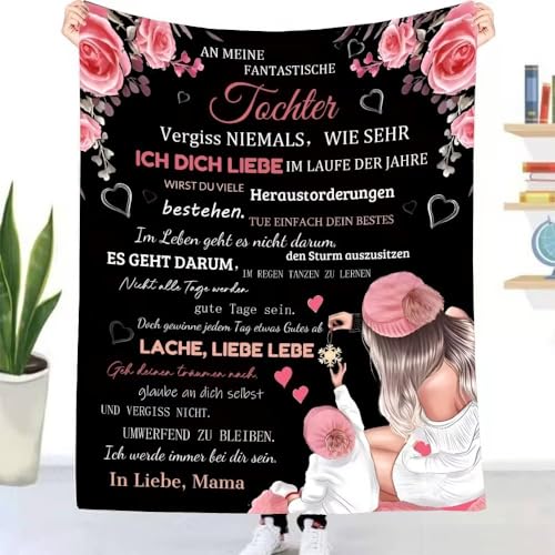 UOOYAA Personalisierte Kuscheldecke Flauschige Decke Geschenke für Meine Tochter von Mama, Kuscheldecke An Meine Tochter von Mama, 18 Geburtstag Mädchen, Super Weiche Wohndecke von UOOYAA