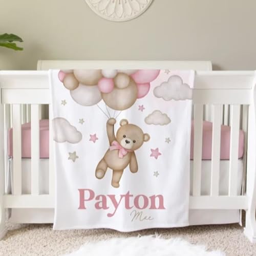 UOOYAA Personalisiertes Babydecke für Babys - Individuelle Flanell Decke mit Namen für Kinder - Personalisierte Geschenke Kinder - Babygeschenk - Geschenk zur Geburt von UOOYAA