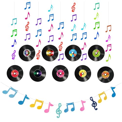 UOPJDD 9 Stücke Mit Hängenden Ornamenten Mit Musikmotiven Und 1 Stück Musiknoten Zum Ziehen Von Flaggen, Musikpartyvorräten, Kreativen Dekorationen, Party-Szenen-Arrangements. von UOPJDD