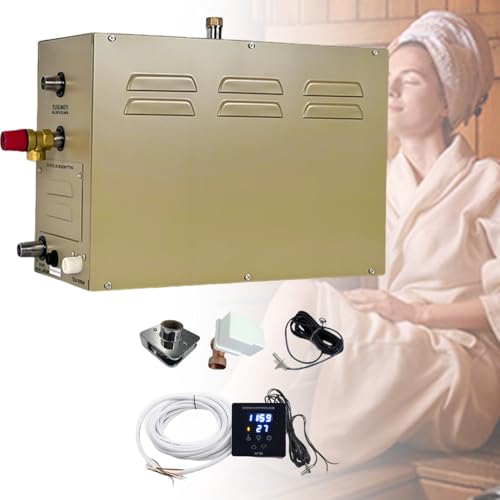 UORDBY Kleine Edelstahl-Sauna-Dampfmaschine, Duschsystem für Dampfbäder, Dampfbadewannen,Stunden mit automatischer Entleerung (35–55 °C), für Private und gewerbliche Sauna,Dusche,Spa 6KW von UORDBY