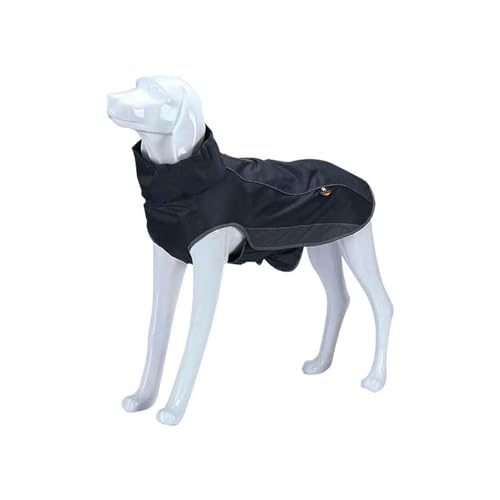 UOSIA Grauer Wintermantel Reflektierende wasserdichte Whippet-Jacke Verstellbare, mit Fleece gefütterte Winterkleidung für mittelgroße bis große Hunde von UOSIA