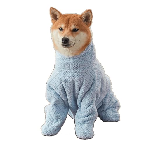 UOSIA Hunde Trocknen Bademantel Handtüch 4-Beine Blau Tragbare Absorbierende Haustier Handtücher Mantel Tutleneck Verstellbares Schnelltrocknen Bademantel Handtüch Für Hunde Und Katzen von UOSIA