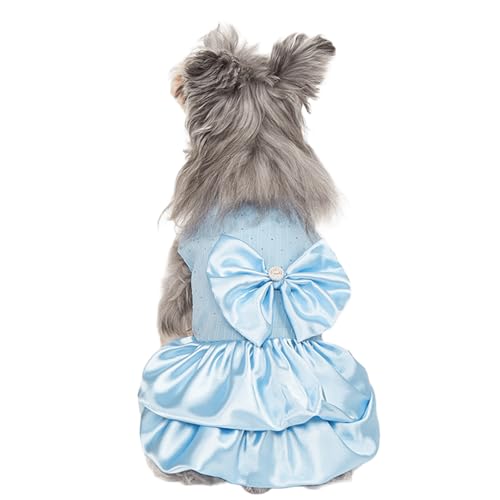 UOSIA Hundekleid mit Schleife Niedliches Satin-Hündchen-Geburtstags-Hochzeitskleid Süßes Prinzessinnen-Hundebrautkostüm Spitzen-Partyröckchen Hundekleid für kleine Hunde von UOSIA