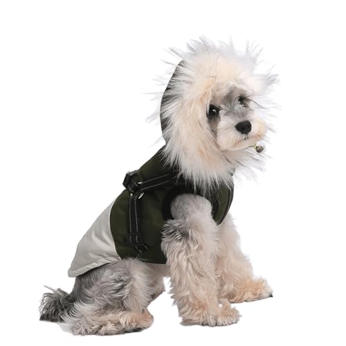 UOSIA Hundeweste Wintermantel mit integriertem Geschirr Warme Daunenjacken für Haustiere mit Kapuze und Pelzkragen Modische Pufferweste für kaltes Wetter UOSIA Hundeweste Wintermantel mit integriertem Geschirr Warme Daunenjacken für Haustiere mit Kapuze und Pelzkragen Modische Pufferweste für kaltes Wetter von UOSIA