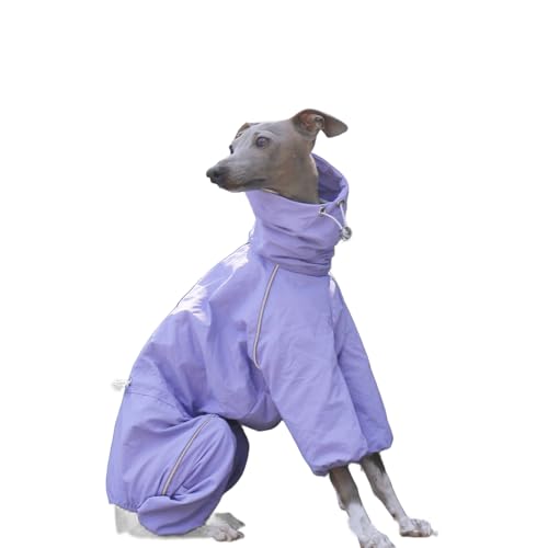 UOSIA Italienischer Windhund-Regenmantel mit Rollkragen verstellbaren 4 Beinen Whippet-Mantel mit reflektierendem Streifen Reißverschluss Winddichte Kleidung für mittelgroße Hunde von UOSIA