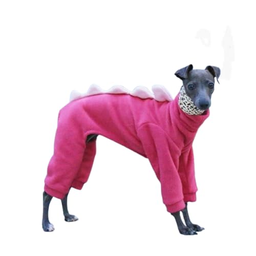 UOSIA Italienischer Windhund & Whippet Fleece Dinosaurier Kostüm Strampler Weicher Warmer Vierbeiner mit Langen Ärmeln Rollkragenpullover Hundemantel Outfit Jumpusuit Geeignet für kaltes Wetter von UOSIA