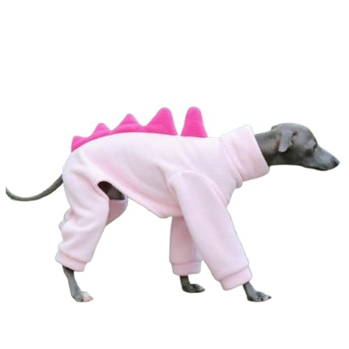 UOSIA Italienischer Windhund & Whippet Fleece Dinosaurier Kostüm Strampler Weicher Warmer Vierbeiner mit Langen Ärmeln Rollkragenpullover Hundemantel Outfit Jumpusuit Geeignet für kaltes Wetter von UOSIA