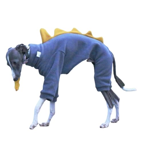 UOSIA Italienischer Windhund & Whippet Fleece Dinosaurier Kostüm Strampler Weicher Warmer Vierbeiner mit Langen Ärmeln Rollkragenpullover Hundemantel Outfit Jumpusuit Geeignet für kaltes Wetter von UOSIA