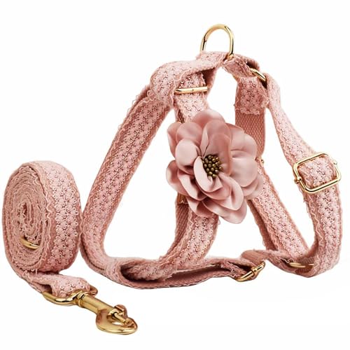 UOSIA Kein Pull Hundeweste Gurt Mit Leine Set - Bequeme Verstellbare Haustier Halter Gurt Mit Quick Release Metallschnalle & Abnehmbare Blume von UOSIA