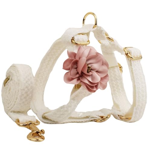 UOSIA Kein Pull Hundeweste Gurt Mit Leine Set - Bequeme Verstellbare Haustier Halter Gurt Mit Quick Release Metallschnalle & Abnehmbare Blume von UOSIA