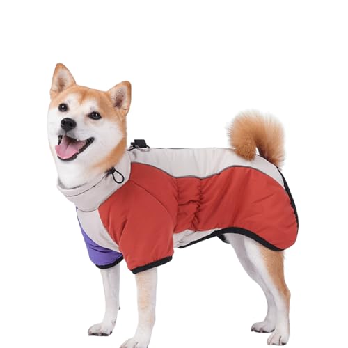 UOSIA Kleine Hundejacke, Farbiger Patchwork-Hundemantel mit D-Ringen, verstellbare reflektierende Fleeceweste für Haustiere, Reißverschluss, Mäntel für kaltes Wetter von UOSIA
