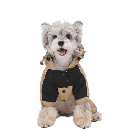 UOSIA Kleiner Hund Wintermantel Mit Kapuze 4 Beine Bedeckt Wasserdicht Winter Schneeanzug Für Hunde Verstellbare Warme Graphenfutter Jacke Für Kleine Hunde, Mittel von UOSIA