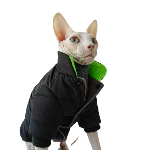 UOSIA Schwarze haarlose Katze Pufferweste Mantel Warmer Rollkragenpullover Sphynx-Katzen Kleidung Weiche Winterweste aus winddichter, Leichter Baumwolle UOSIA Schwarze haarlose Katze Pufferweste Mantel Warmer Rollkragenpullover Sphynx-Katzen Kleidung Weiche Winterweste aus winddichter, Leichter Baumwolle von UOSIA