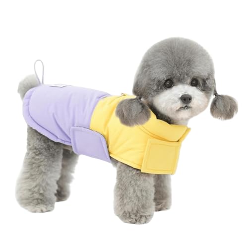 UOSIA Süße kleine Hundejacke wasserdichte Winterjacke für Welpen Weste mit D-Ring Verstellbar Farbiger Patchwork-Mantel mit Polsterung für kleine und mittelgroße Hunde von UOSIA