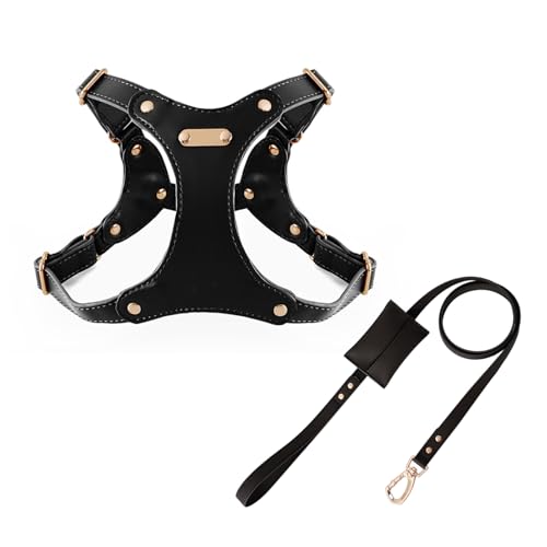 UOSIA Verstellbarer Weicher Lederhundgurt Und Leine Set Für Kleine Mittlere Hunde Bequemes Kein Ziehen Hundegurt Mit 2 Leine Clips Für Haustiertraining Gehen von UOSIA