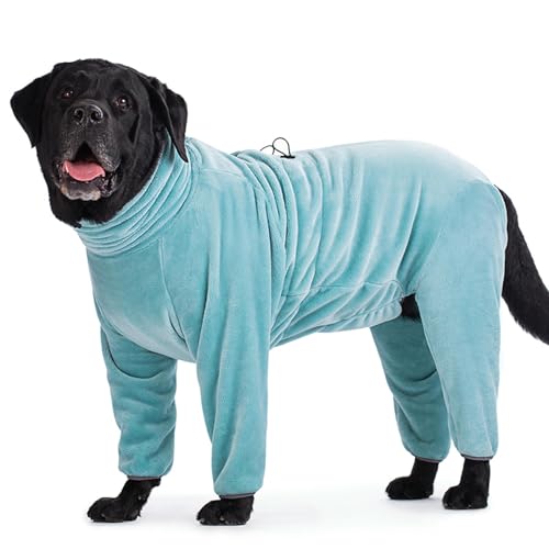 UOSIA Warme Fleece-Hundejacke Winter Dicke große Hundepyjamas Rollkragenpullover Dehnbare Kleidung für Hunde für kaltes Wetter zum Spazierengehen, Wandern und Reisen von UOSIA