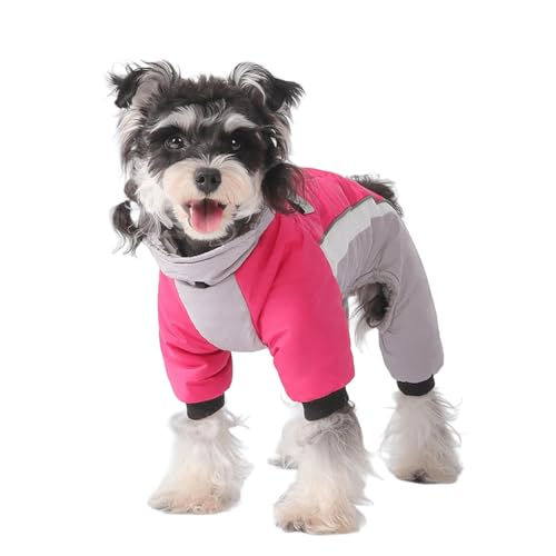 UOSIA Warme Fleece-Hundemäntel Modische reflektierende Pufferjacke für Welpen für kaltes Wetter mit D-Ringen Verstellbarer Farbiger Patchwork-Schneeanzug für kleine Hunde von UOSIA