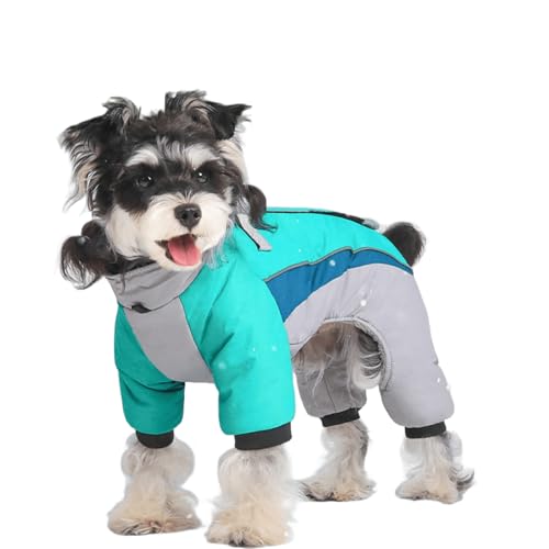 UOSIA Warme Fleece-Hundemäntel Modische reflektierende Pufferjacke für Welpen für kaltes Wetter mit D-Ringen Verstellbarer Farbiger Patchwork-Schneeanzug für kleine Hunde von UOSIA