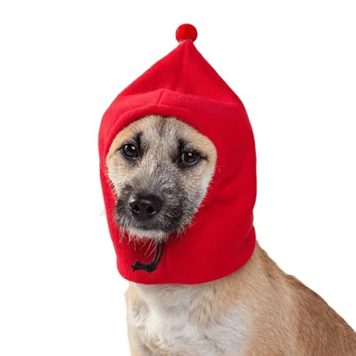 UOSIA Warme Greyhound Hut Weiche Haustier Hoodie Mit Pompon Whippet Hund Winddichte Kopfbedeckung Verstellbare Ohrwicklung Fleece Hut Ruhige Ohren Abdeckungen Für Kleine Mittlere Hunde von UOSIA