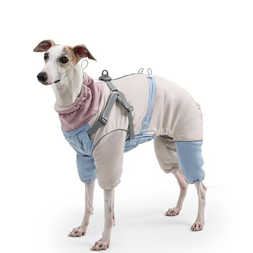 UOSIA Warmer Hundemantel Mit Harness Eingebaut In Reflektierend Verstellbarer Hai Greyhound Fleece Jacke Mit Reißverschluss Vierbeiniger Hundemantel Für Mittlere Große Hunde von UOSIA
