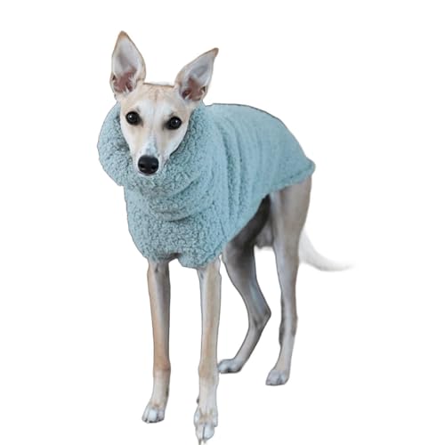 UOSIA Warmer Italienischer Windhundmantel aus dickem Fleece, Blauer Winterpullover für Hunde, Outdoor-Mantel mit Rollkragen und ohne Ärmel für Whippets, Deerhounds und Bedlington Terrier von UOSIA