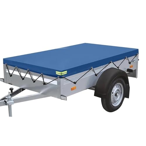 UOSIA Wasserdichte Anhängerabdeckung 420D Oxford Winddichte strapazierfähige Vollabdeckung für Wohnwagen mit reflektierenden Streifen Plane zum Schutz der Ladefläche von Lastwagen von UOSIA