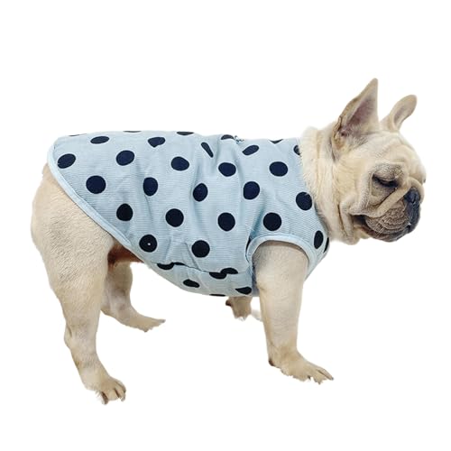 UOSIA Weiche Fleece-Bulldoggenweste mit gelben Polka-Dots, Hundejacke mit Leinenring, warme Druckknopfweste, Fleecejacke für kleine Hunde, Jungen und Mädchen von UOSIA