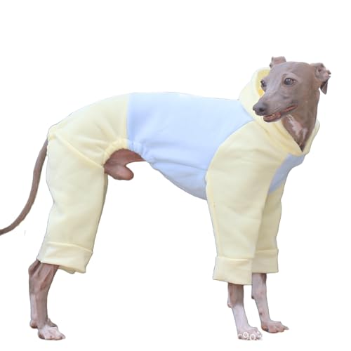 UOSIA Weicher Hundepyjama für Whippet-Mode Vierbeinige leichte Hundekapuzenjacke Greyhound-Onesie-Kleidung Wintermantel-Overall für mittelgroße Hunde von UOSIA