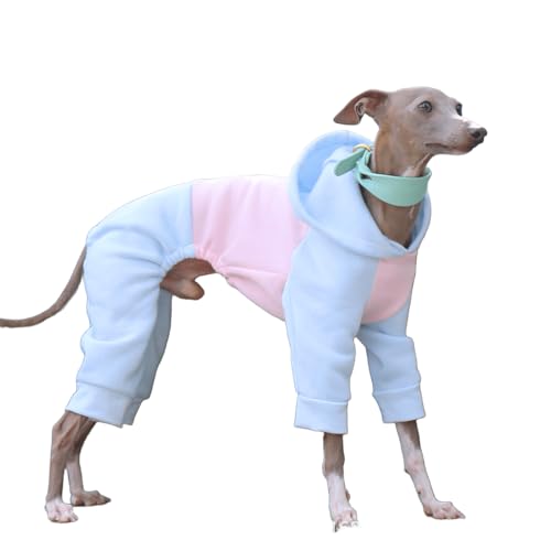 UOSIA Weicher Hundepyjama für Whippet-Mode Vierbeinige leichte Hundekapuzenjacke Greyhound-Onesie-Kleidung Wintermantel-Overall für mittelgroße Hunde von UOSIA