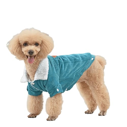 UOSIA Winter-Hundemäntel aus Cord Niedliche mit Fleece gefütterte warme Jacke für Welpen mit Knopfleiste am Kragen Kleidung für Hunde bei kaltem Wetter für Jungen und Mädchen von UOSIA
