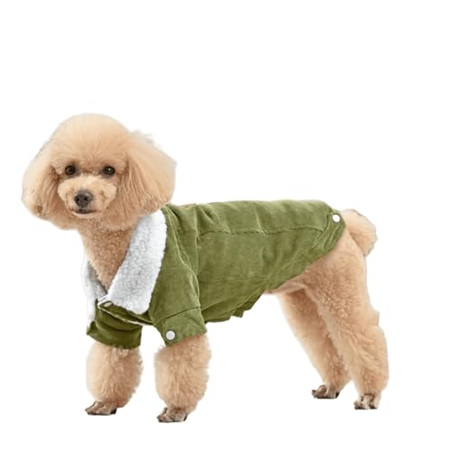 UOSIA Winter-Hundemäntel aus Cord Niedliche mit Fleece gefütterte warme Jacke für Welpen mit Knopfleiste am Kragen Kleidung für Hunde bei kaltem Wetter für Jungen und Mädchen von UOSIA