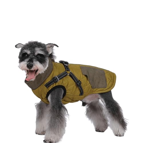 UOSIA Winterhundeweste mit integriertem Geschirr Warme Fleece-Welpenjacke mit Reißverschluss Modische Pufferweste mit Rollkragen für kleine und mittelgroße Hunde von UOSIA