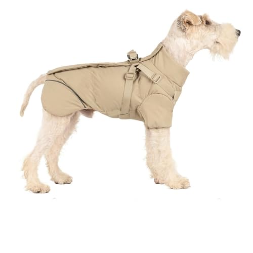UOSIA Wintermantel für Hunde mit integriertem Geschirr wasserdichte Pufferjacke für Welpen Wram Weste Verstellbarer Rollkragenpullover Hundemantel für kaltes Wetter mit Reißverschluss von UOSIA