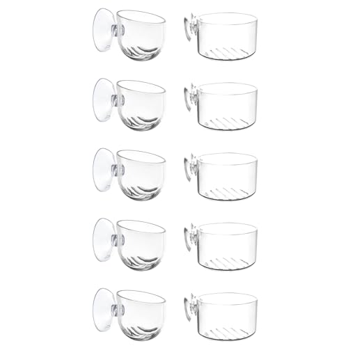 10 Stück Aquarium Pflanzenhalter mit Saugnapf, Aquarium Deko aus Acryl Wasserpflanzentopf Lebendfutter Aquarium Zubehör für Wurm Feeder Boden Futterschale von UOSIWYA