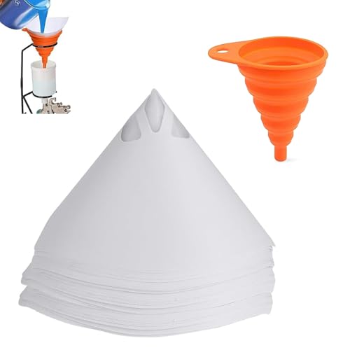 160 Stück Lacksiebe, Papier Lackfilter mit Faltbarer Silikontrichter Lacksieb Farbsieb 100 Mesh Filter Filterkegel Filterpapier für Autolack Lacken Farben von UOSIWYA