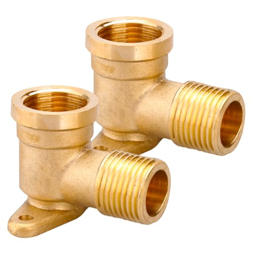2 Stück Wandscheibe 1/2 zoll, 90 Grad Wandscheibe Messing Bogen Schraubfitting Wasser Wandanschluss für Verbundrohrsystem von UOSIWYA