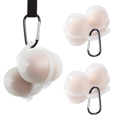 3 Stück Eierbehälter für 2 Eier, Eierbox Tragbare Eier Aufbewahrung Eierdose mit Karabiner Eierhalter Kunststoff Transparent für Kühlschrank Küche Outdoor Picknick Camping von UOSIWYA