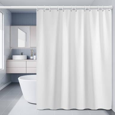 UOSIWYA Badevorhang, Duschvorhang Weiß 180x180cm Badevorhänge Wasserdicht Bad Vorhang Anti Schimmel Bathroom Curtain mit Ösen und Duschvorhangringe für Badezimmer von UOSIWYA