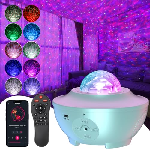 UOUNE Sternenhimmel Projektor, LED Sternenlicht Projektor mit Bluetooth Lautsprecher,Timer, Starry Stern Nachtlicht für Kinder, Erwachsene, Weiß von UOUNE