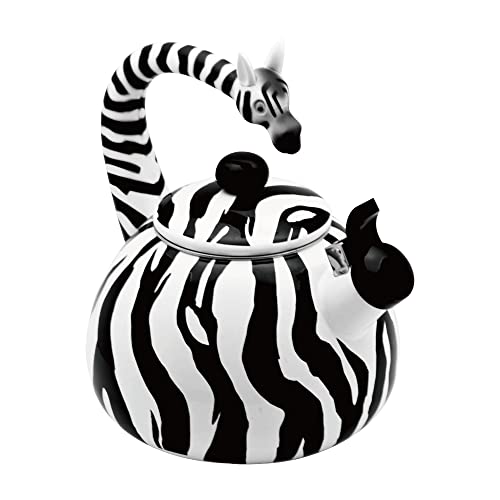 UP Pfeifender Teekessel aus emailliertem Stahl, Zebramuster, 7,5 l von UP