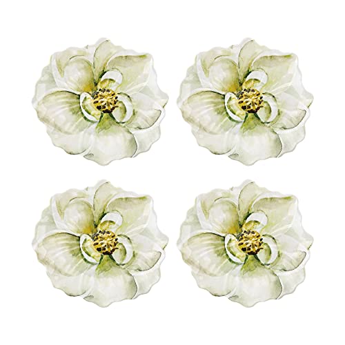 UP ware 4 Stück 19,1 cm Melamin Dessertteller Vorspeisen Speiseteller Kleine Servierteller Partyteller Blumenförmige Teller für Dessert, Snack, Obst, Beilagen (Magnolie) von UP