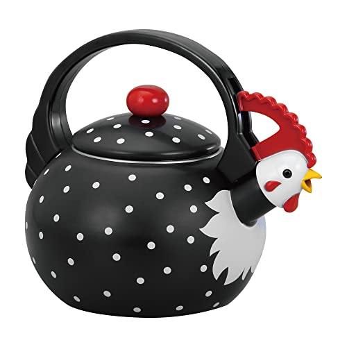 UP ware Pfeifender Teekessel aus Emaille auf Stahl, Teekessel auf dem Herd (1,6 Quart, Hahn) von UP