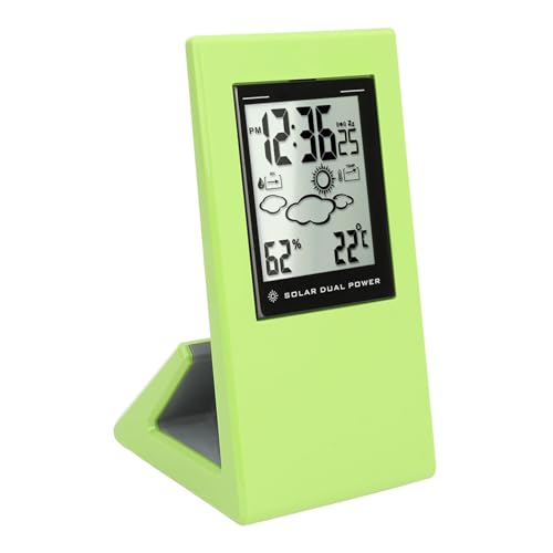 Solaruhr, Timer-Funktion, Temperatur- und Luftfeuchtigkeitsmonitor mit Timer, Solaruhr für Zuhause, Büro, Schule (GREEN) von UPALDHOU