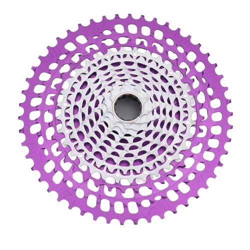 UPALDHOU 11-Gang-Bike-Kassette Schwungrad Aluminiumlegierung Leichtmodell Leichtes Höhle-Design Glattes Gangwechsel für Mountain Road Bikes mit XD Freehub Body (Violett Silber) von UPALDHOU