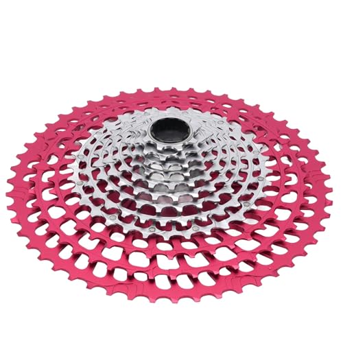 UPALDHOU 12 Speed ​​Mountain Bike Kassette 12S Kassette 12-Gang-Fahrradantrieb mit Ultra Leichtem Aluminiumlegierstahl für Glatte, Vielseitige Gangverhältnisse Einfach Installation (rot Silber) von UPALDHOU